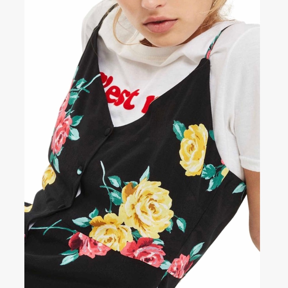 NWT Topshop petite button floral slip dress - Picture 3 of 8